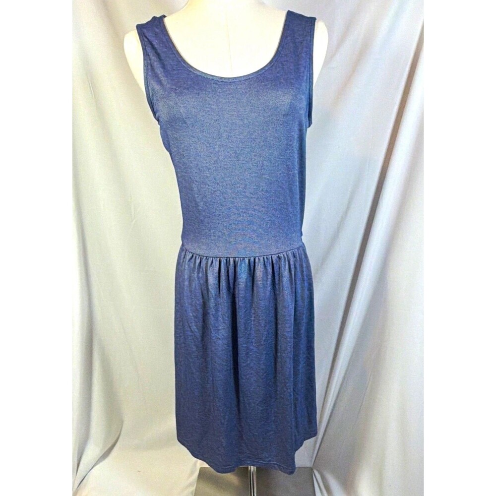Bench Women’s Blue Solid Tank Dress Knee Length Scoop Neck Cut-Out Open Back S